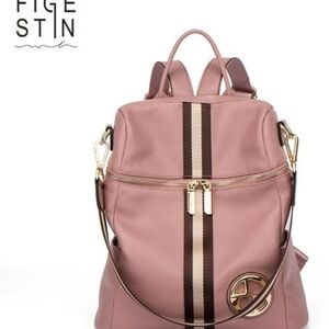 - FIGESTEIN PEBBLED LEATHER DUSTY PINK BACKPACK  PINK EUC